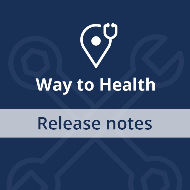 Way to health logo with text "release notes" with wrench icons in the background