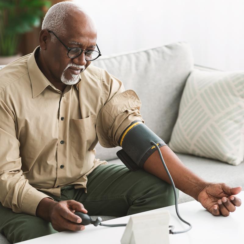 Man taking his blood pressure