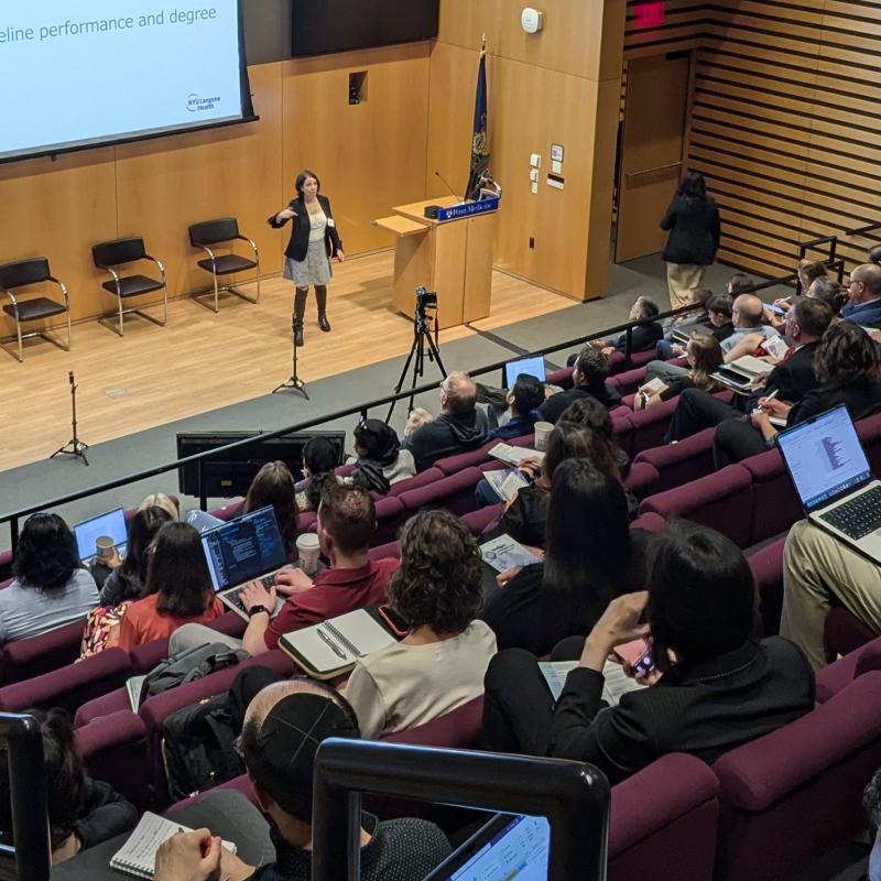 Leora Horwitz speaking to symposium attendees