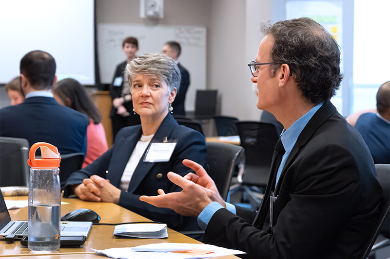 Two COM-B workshop attendees in discussion